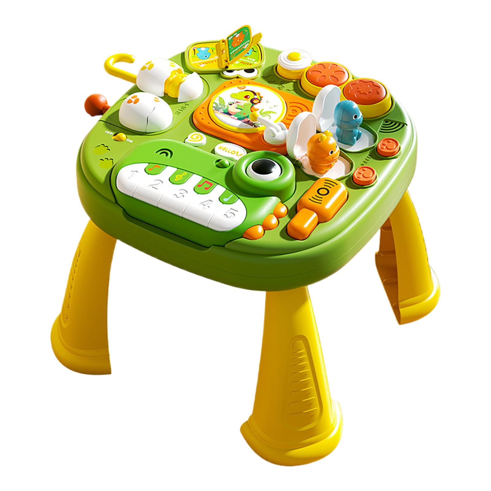 Tavolo attività per bambini, dinosauro centro di apprendimento con musica e luci, giocattolo per pianoforte, materiale ABS, giocattoli educativi gioco interattivo per ragazzi, ragazze dai 3 anni in su