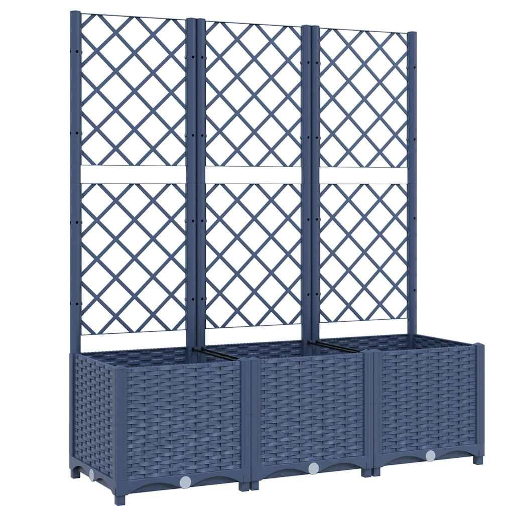 vidaXL Garden Planter with Trellis, Plant Pot for Patio Balcony, Flower Pot for Flower Herb Plant Vegetables, Outdoor Planter Box, Blue Grey PP
