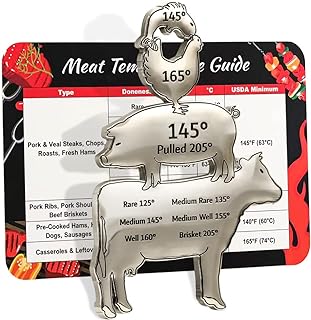 Garyank Meat Temperature Fridge Magnet, Metal Meat Temp Chart, Grilling Smoker BBQ Accessories, Cooking Kitchen Gadgets Gifts for Men Women