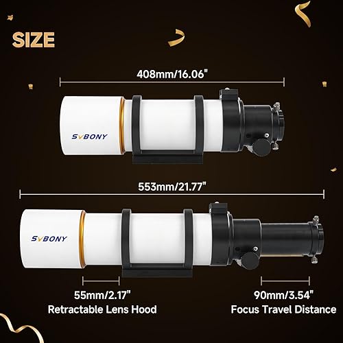 Miniatura 7 de SVBONY SV48P Telescopio, Apertura de 90mm F5.5 Refractor OTA para Adultos Principiantes, Telescopio para Astrónomos Adultos y Principiantes