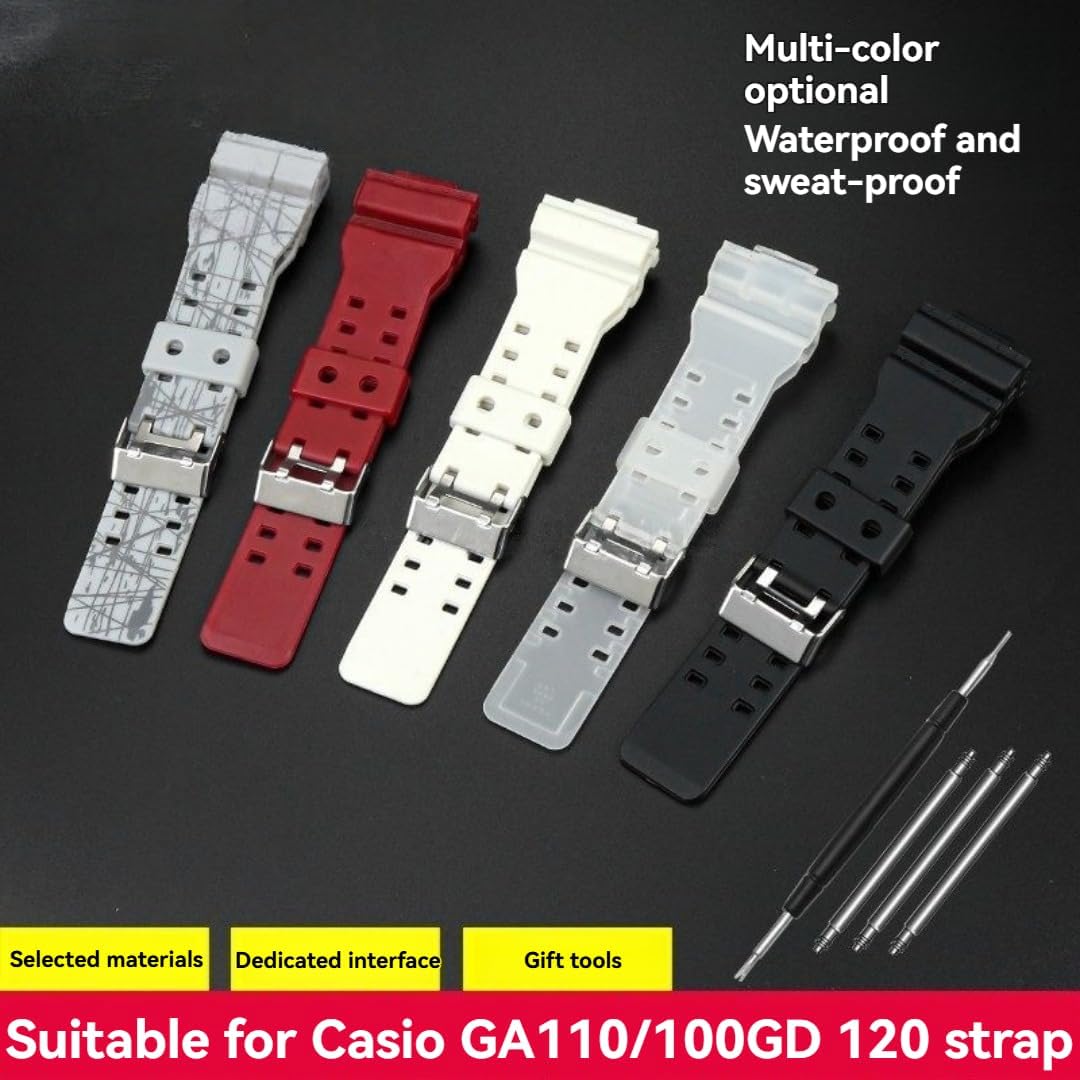 For GA110 Black Gold GA100 Men's Style GA140 Water-Resistant Rubber Resin Strap 16mm image 2