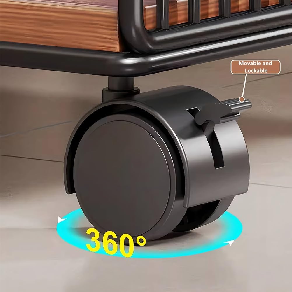 Under Desk Printer Stand with Wheels, Rolling CPU Tower Holder, Heavy-Duty Lockable Casters, 360° Mobility for Office Use, Space-Saving Printer Organizer (Natural) image 4