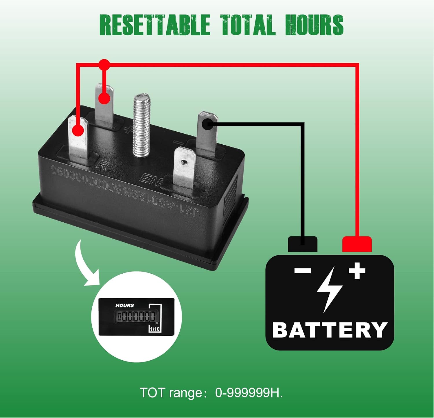 Yooreal Digital AC/DC Hour Meter,Resettable Hours for Generator Air Compressor Solar Heater Well Pump Boiler Oil Burner(AC85-250V, DC60-150V)