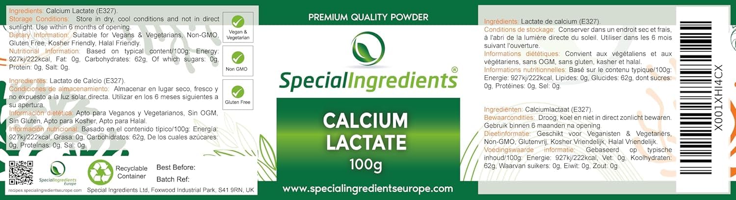 Special Ingredients Lactate De Calcium & Alginate De Sodium, Cuisine Moléculaire, Paquet de deux ingrédients, Idéale pour la sphérification de base et à la sphérification inversée - 2 x 50 gramme