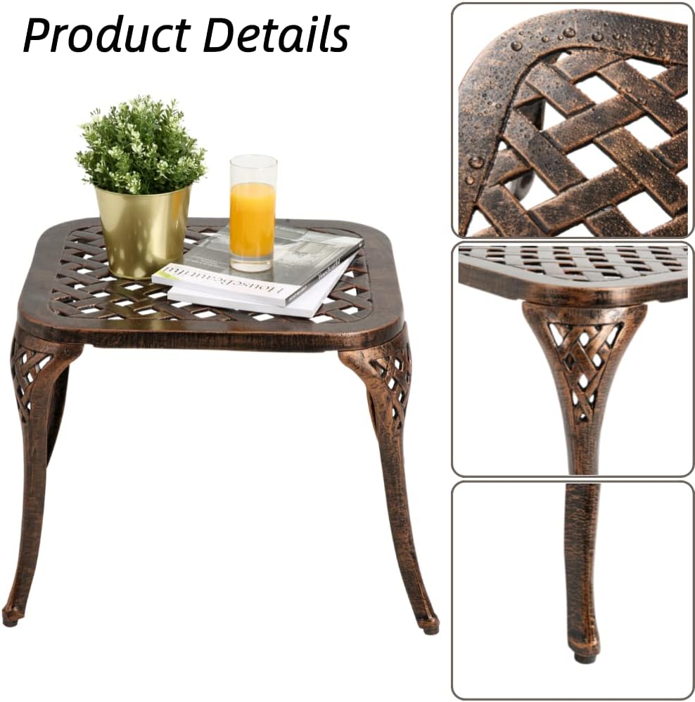 Chaise Outdoor Aluminum Lounge Chair with Wheels, 3-Position Adjustable Recliner Furniture Set for Poolside, Backyard and Patio (3pcs, Antique Bronze)