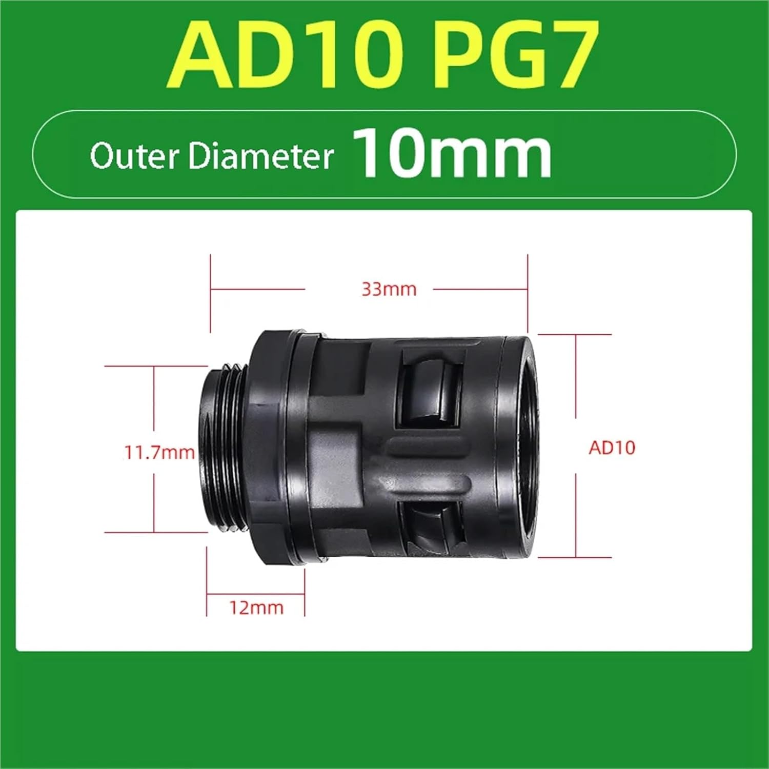 1Pcs Corrugated Pipe Joint Plastic Tube Connecto Bellows Joint AD10-PG7-AD54.5-PG48 Cable Gland Nylon Joint(AD10 PG7,1pcs)