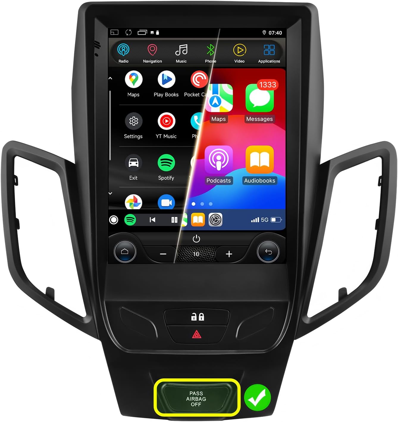 9.7 Inch HD Touchscreen Android 14 Stereo Car Radio Upgrade for Ford Fiesta 2009-2020 Wireless Carplay | Android Auto 2G+32G WiFi GPS Navigation Bluetooth 5.0 FM,SWC, Car Tablet