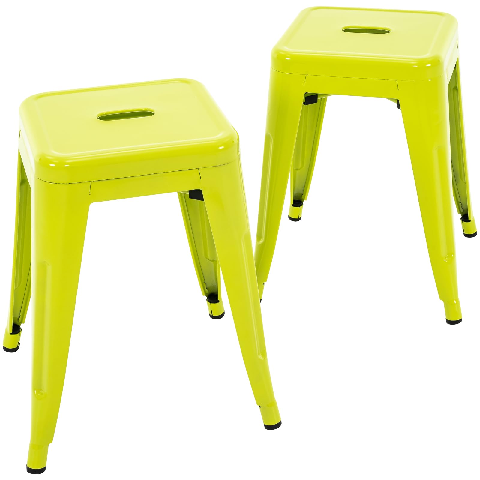 18 Inch Metal Stools Set of 2, Stackable for Indoor Outdoor, Lime Green
