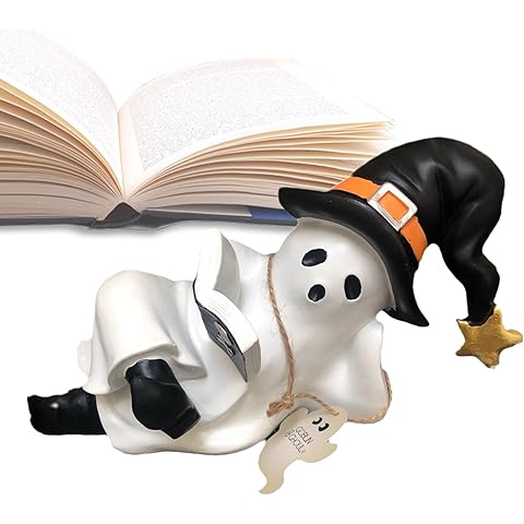 Shakven Ghost Reading A Book Witch Ghost Figures | Ghost Reading A Book Figurines for Indoor Outdoor Decorations,Witch Ghost Reading A Book Figures,Creative Witch Ghost Ornaments