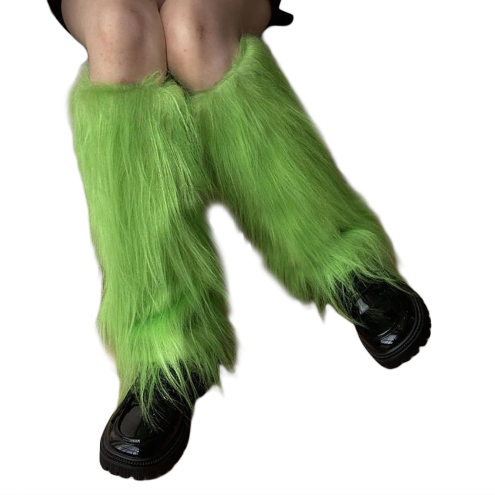 Maxtonser Aesthetic Punk Fuzzy Leg Warmers for Women Soft Thickened Plush Boot Cuffs Covers for Winter Fashion and Costume Parties