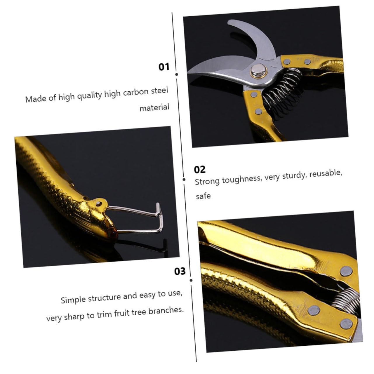 Sosoport 2 Piezas Tijeras De Jardinería Poda Cortasetos Manual Herramienta Para Podar Arboles Frutales Tijeras De Podar Tijeras De Jardín De Mano Acero Con Alto Contenido De Carbono Golden