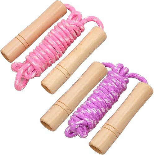 Miniatura 5 de Cotton Jump Rope for Kids, Adjustable Toddler Skipping Rope with Wooden Handle, 2 Pack Student Jumping Rope for Outdoor Fun Activity, Exercise