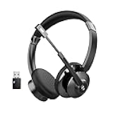 Vonztek Wireless Headset，Bluetooth Headset with Microphone Noise Cancellation Wireless Headphones with USB Dongle Connection and Microphone Mute for PC/Laptop/Smartphone/Teams/Home