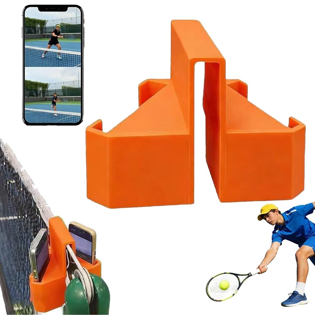 Homtrator Orange 1Pc Tennis Camera Mount, Tennis Net Camera Mount, Padel Tennis Net Phone Holder For Pickleball For Match Analysis, Practice & Coaching, Smartphone Mount For Padel Court Fence