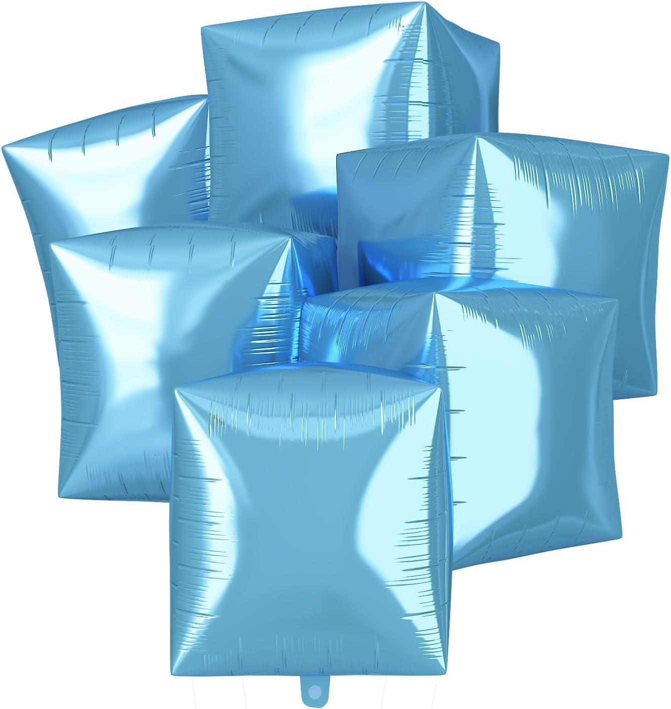 Blue Cube Ball Balloons, 6Pcs 22Inch 4D Square Aluminum Foil Balloons, Baby Blue Inflatable Cube Balloon for Birthday Anniversary Baby Shower Wedding Party Decorations