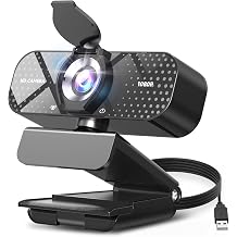 TRAUSI 1080p Full HD Webcam Features a Privacy Cover, Wide-Angle Lens, and Built-in Noise-canceling Microphone.