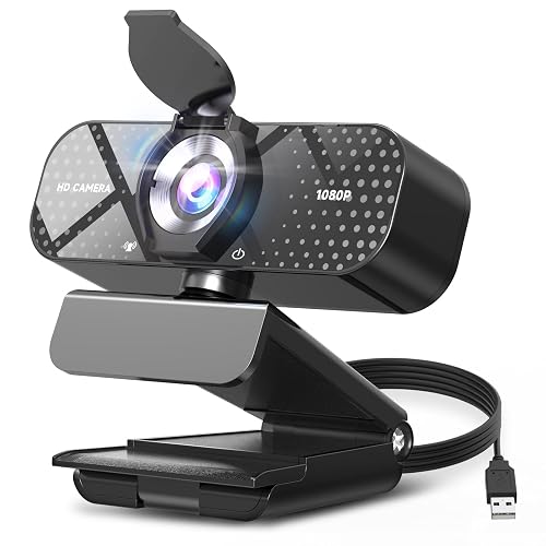 TRAUSI 1080P FHD Webcam with Noise-Canceling Mic, Auto Light Correction, Privacy Cover and Wide Angle Lens, Plug & Play USB Camera for Laptop/Desktop/PC/Mac, Compatible with Zoom/Teams/Streaming