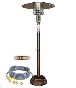 Natural Gas Patio Heater with Adjustable Height, 55-78 inches, Includes 24 ft Gas Hose, cETL Certified