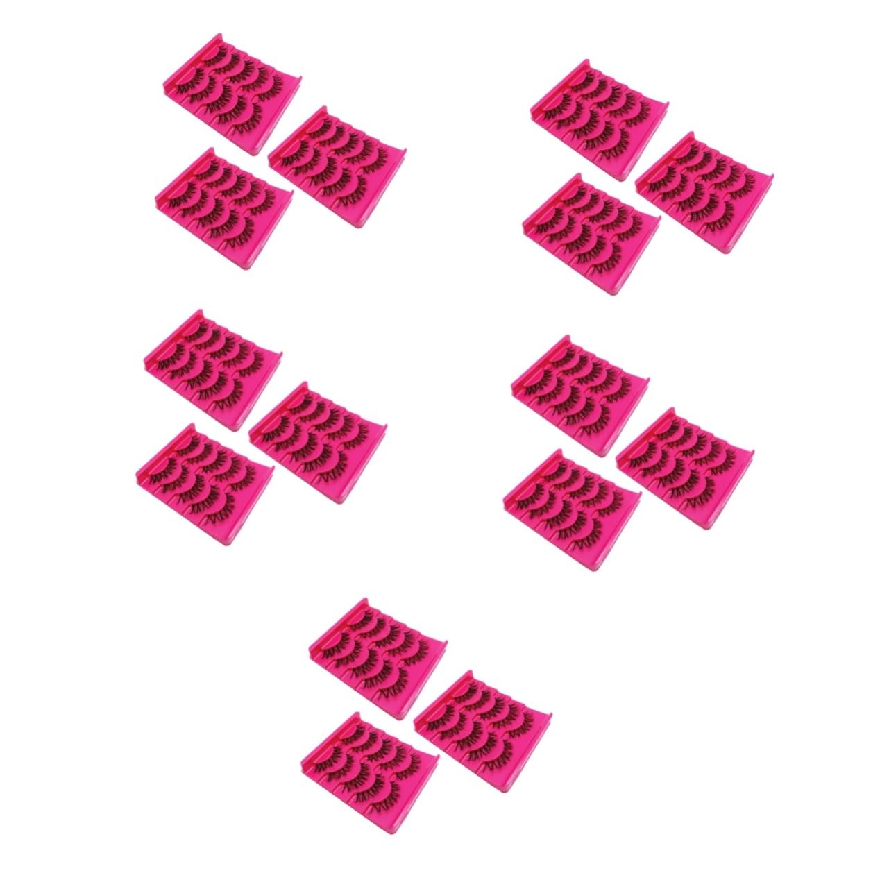 POPETPOP Lot De 5 Extensions De Faux Épais Et Volumineux Bande Dense Réutilisables 15 Paires X 5
