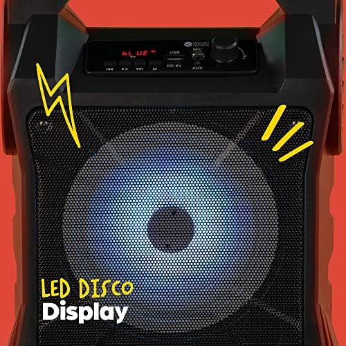WICKED GIZMOS Portable Karaoke Boombox Machine with Amplifying Speaker and LED Lighting, Microphone, Bluetooth and AUX Inputs, Party Entertainment