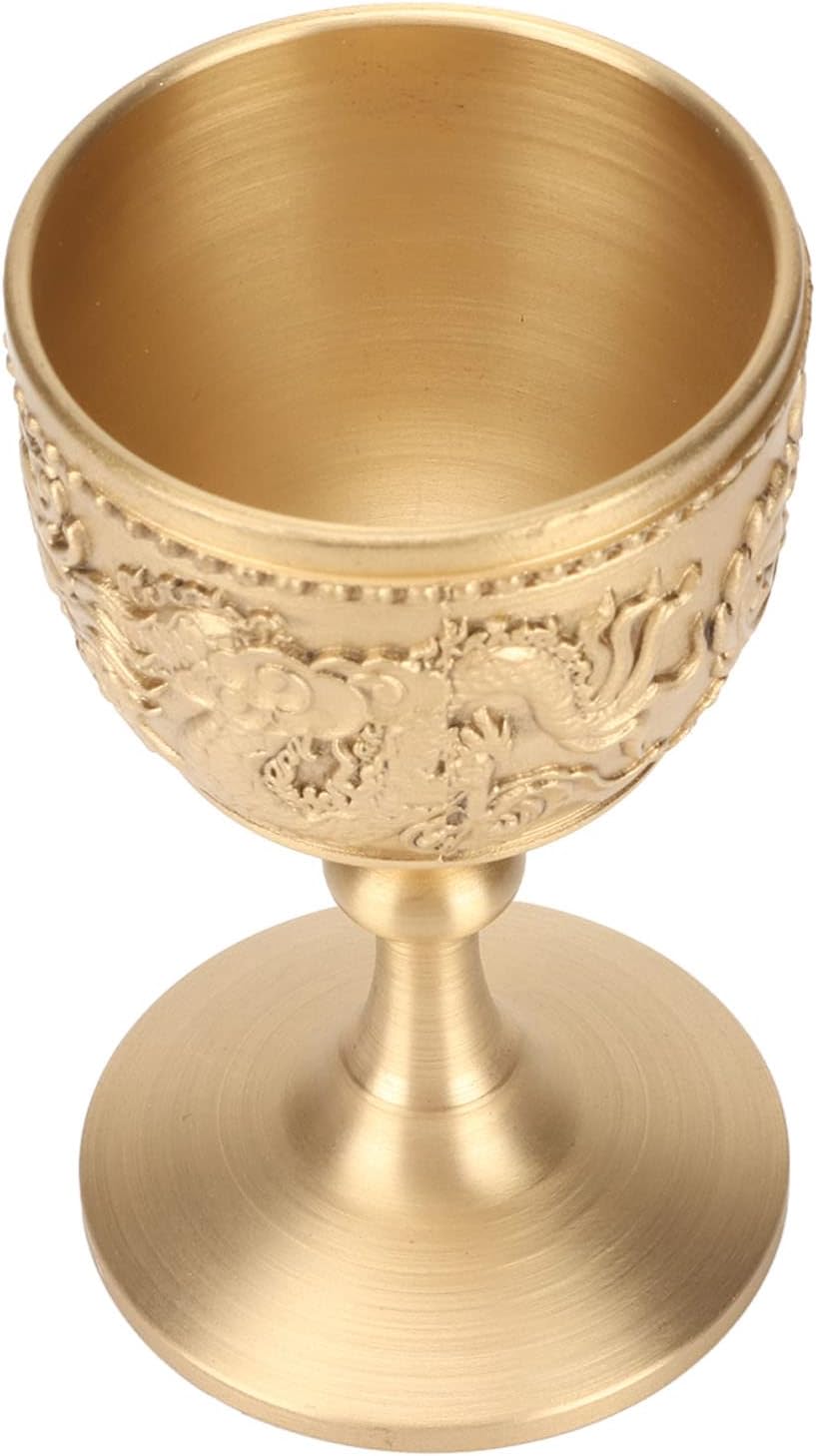 Gold Chalice Retro Embossed Style Finely Polished Reliable Brass Elegant Luster Pimp Cup for Party Banquet Wedding