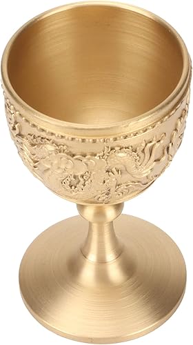 Miniatura 7 de Taza de cáliz dorada de latón, palos de pistola de pegamento, cáliz real, cáliz real, copas medievales, cáliz de latón vintage dorado para fiestas,