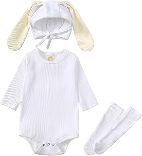 Conjunto de roupa Happy Hedgehog para meninas, recém-nascidos, bebês, meninos, meninas, coelho, macacão com nervuras, chapéu de orelha de coelho, conjunto de roupas para dança infantil de duas peças