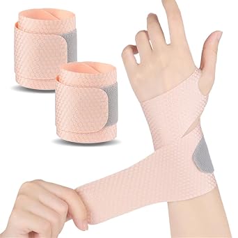 Ulnar Wrist Brace for Right & Left Hand, Beige | Ultra-Thin Elastic Wrist Wrap Compression for TFCC Tear, Arthritis, Tendonitis, Carpal Tunnel Pain Relief, 1 Pair