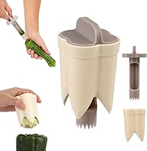 2pcs Pepper Deseeder, 2 in1 Fruit Vegetable Corer Pepper Seed Corer Tool Bell Pepper Cutter Pepper Corer Set for Kitchen Home Camping Gadgets(Off-White)