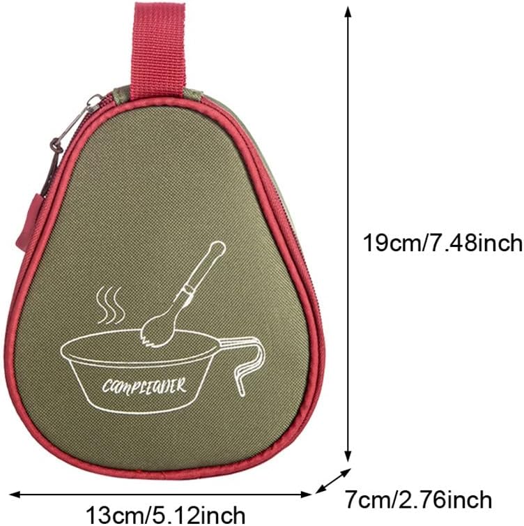 with Handle Cup Bag Outdoor Camping Backpacking Hiking BBQ Wear Resistant Bowl Organizer Travel Storage Case (Color : Green, Size : One Size) (Khaki One Size)