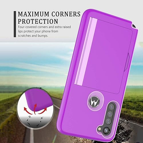 Miniatura 4 de Moto G8 Power - Funda con tarjetero y ranura para tarjeta de crédito, funda protectora tipo cartera para Motorola (rosa)