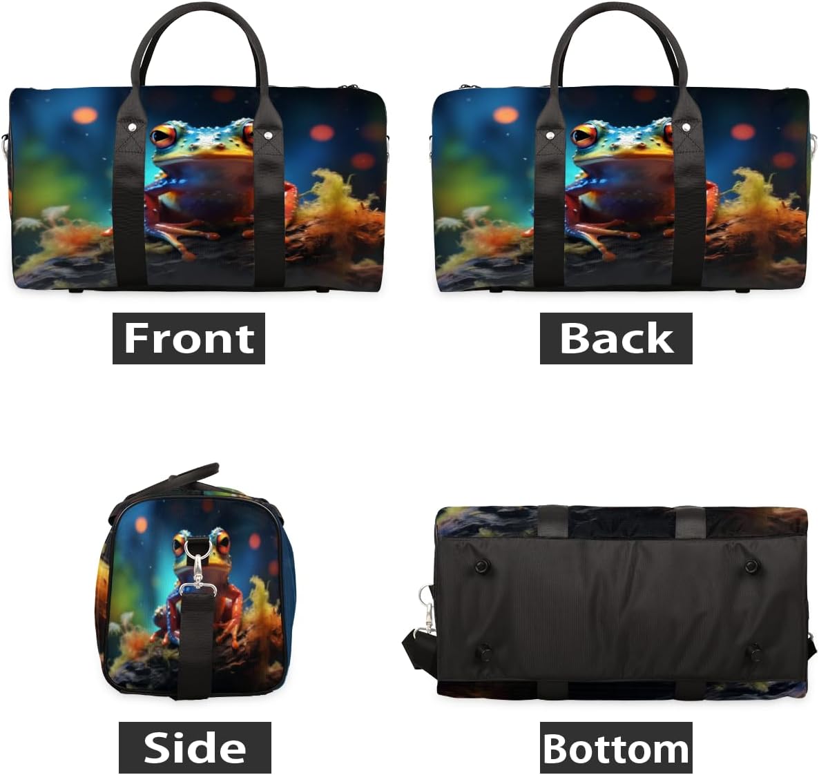Frog Stump Travel Duffel Bag for Women Men Large Capacity Overnight Weekender Bags for Lightweight Waterproof Sport Gym Bag for Workout Yoga Swim