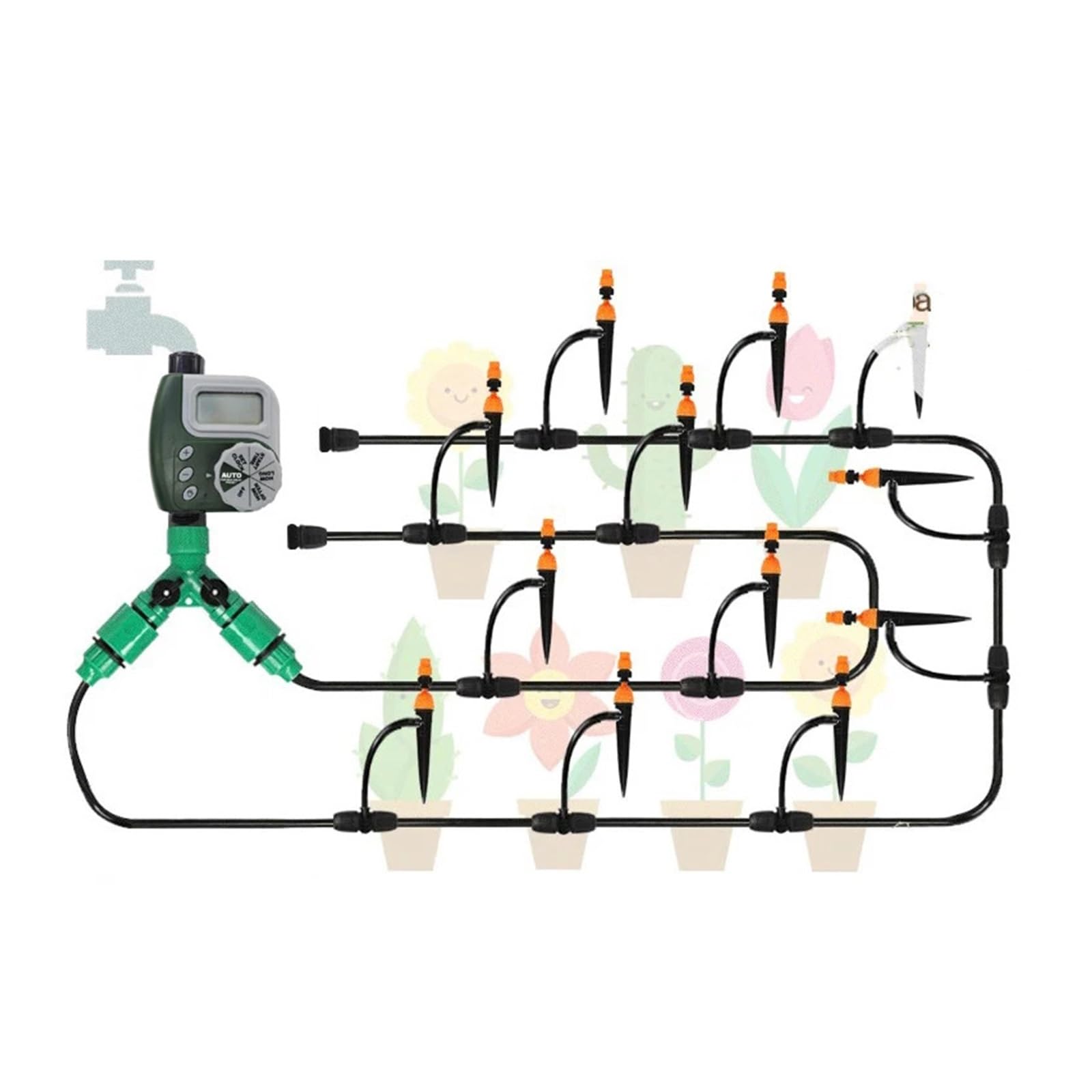 Zegar do nawadniania ogrodu Mini Zegar do podlewania ogrodu Automatyczny elektroniczny zegar do nawadniania Domowy licznik czasu do nawadniania ogrodu System kontrolera Irygator Autoplay (kolor: zielo