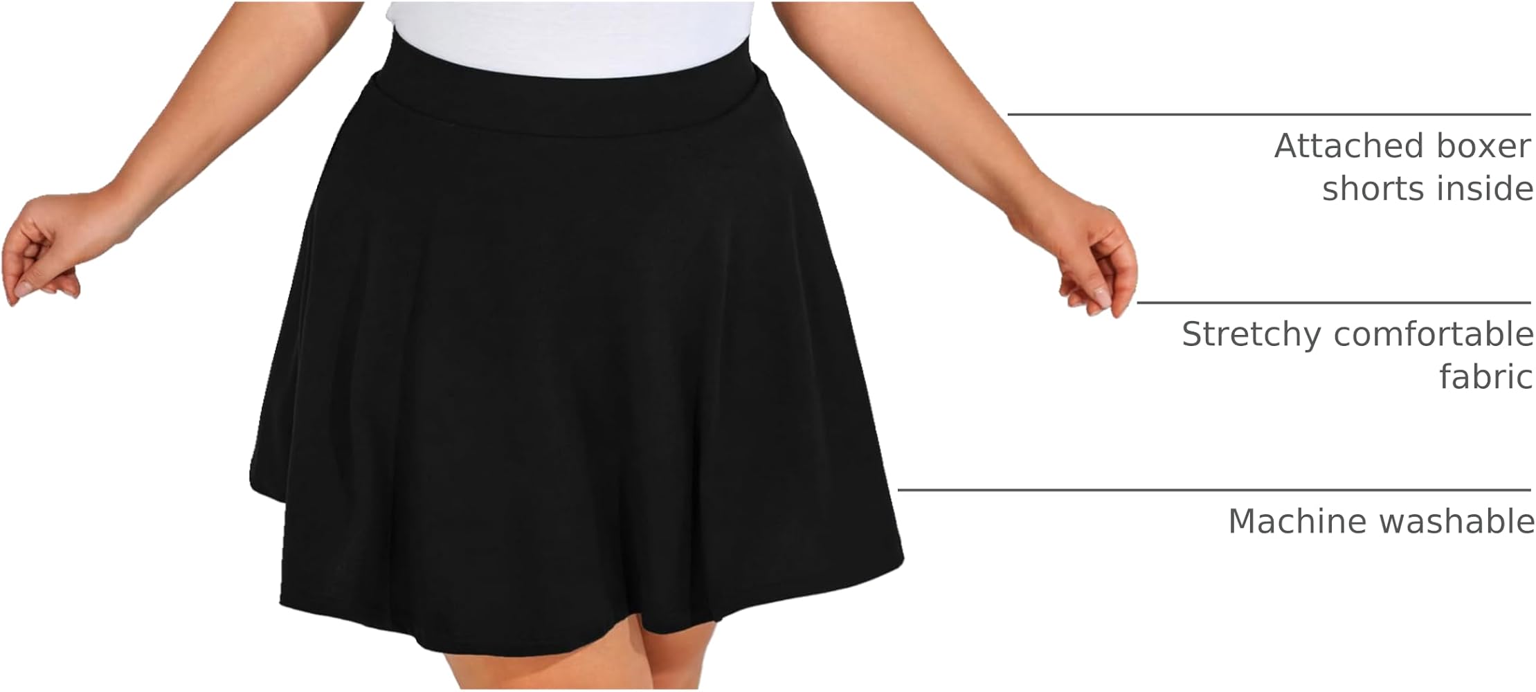 Hanna Nikole Womans Plus Size Skater Skirt High Waisted Elastic