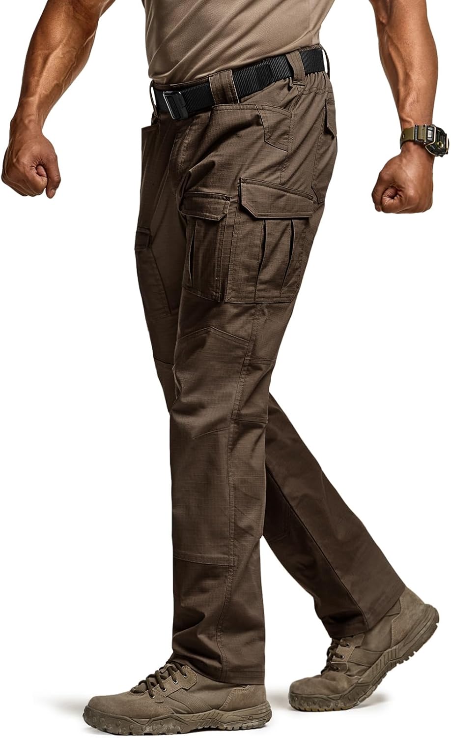 CQR Men's Flex Ripstop Tactical Pants, Water Resistant Stretch Cargo Pants, Lightweight EDC Hiking Work Pants - Image 4