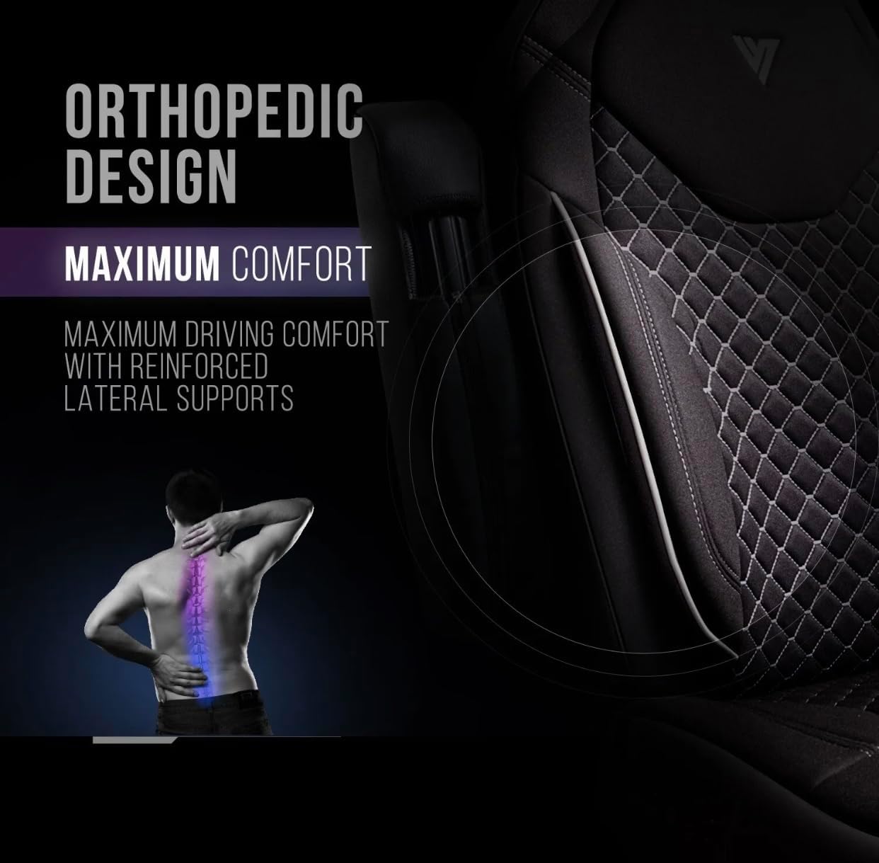 Seat Cover – Compatible with Freightliner Cascadia Semi Trucks – OEM Stock 33 Inch High-Back Seat Cover – Premium Corduroy Fabric, 2-Piece Design, Durable, Easy to Install (Black/Grey)