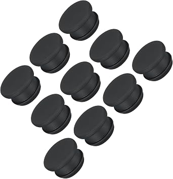 TOP-VIGOR 10Pcs Silicone Snap in Locking Hole Plugs, 19mm Diameter Hole Stoppers, Rubber Panel Seal Cover Flush Type Panel Round for Kitchen Rubber Bulkheads Waterproof Sealing Plugs, Black