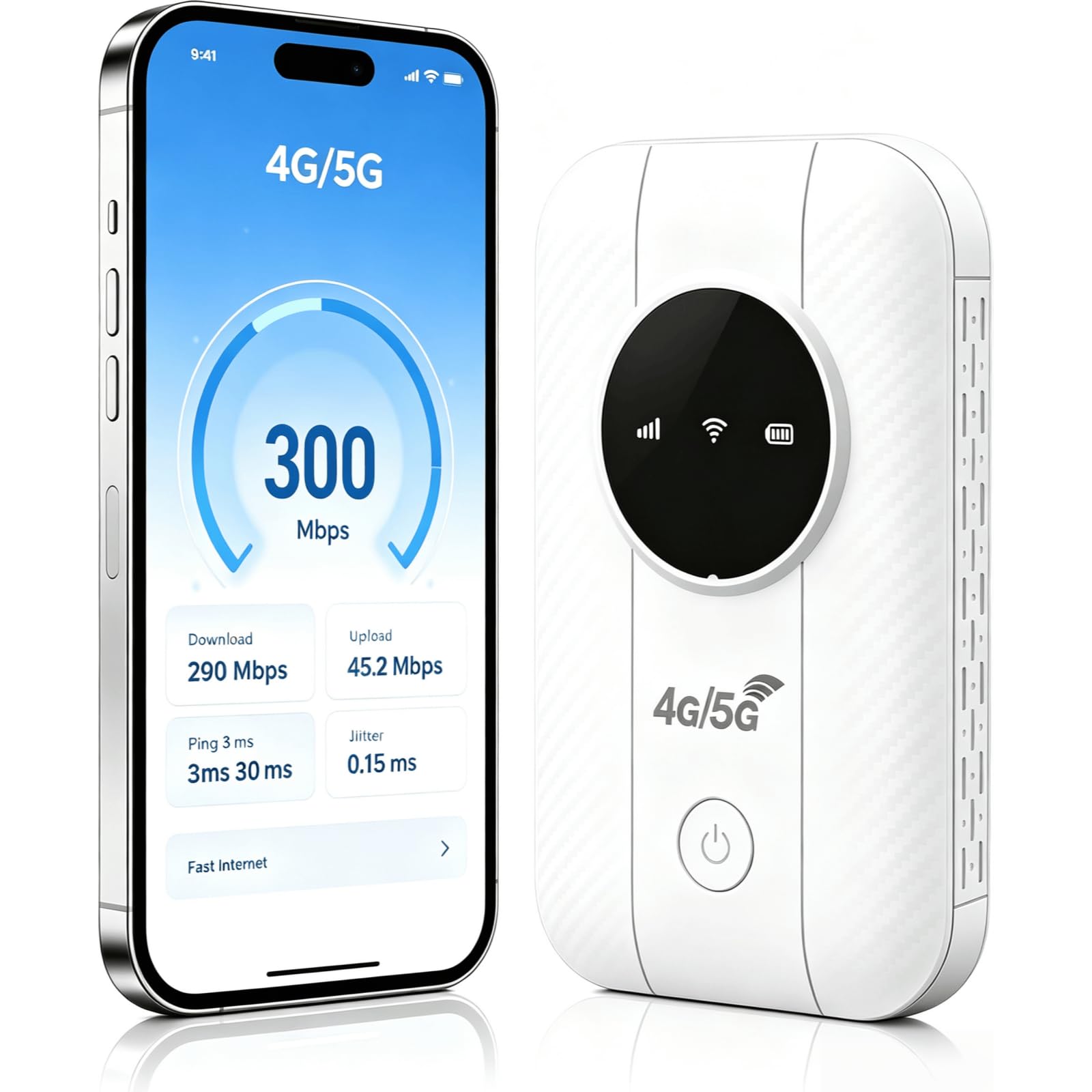 Routeur WiFi Mobile 5G Portable, Hotspot WiFi de Poche avec Écran LED et USB Type-C, Modem Haut Débit Compatible Carte SIM, Routeur Mobile Universel pour Voyage et Télétravail