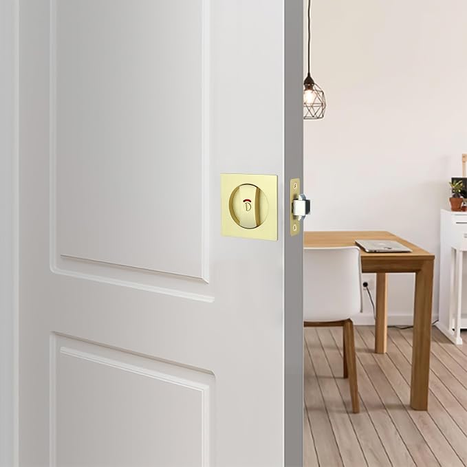 Cerradura para puerta corrediza Malimali con indicador, acabado oro mate miniatura 5