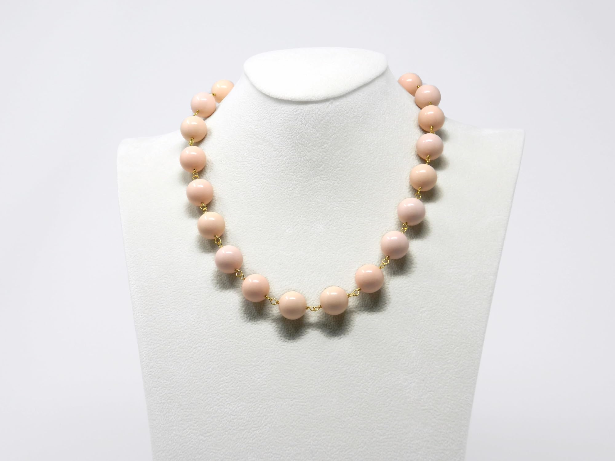 Collana Girocollo Donna in Pasta di Corallo Rosa Chiaro 14 mm – Modello Rosario – Fatta a Mano – Made in Italy – Chiusura a Moschettone Dorato – Nickel Free – DodiGioielli
