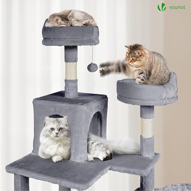 Foto 4 de 7 de VOUNOT® Árbol Rascador para Gatos Gigante Altura 215 cm, Torre de Gatos Multiniveles