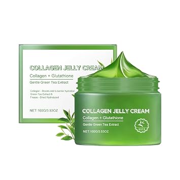 Grospe Green Tea Collagen Jelly Cream with Hydrolyzed Collagen and Sodium Hyaluronate,Boosts skins barrier hydration,Anti-Aging Anti-Wrinkle, 24h Glow & Lifted Look - 3.53 OZ