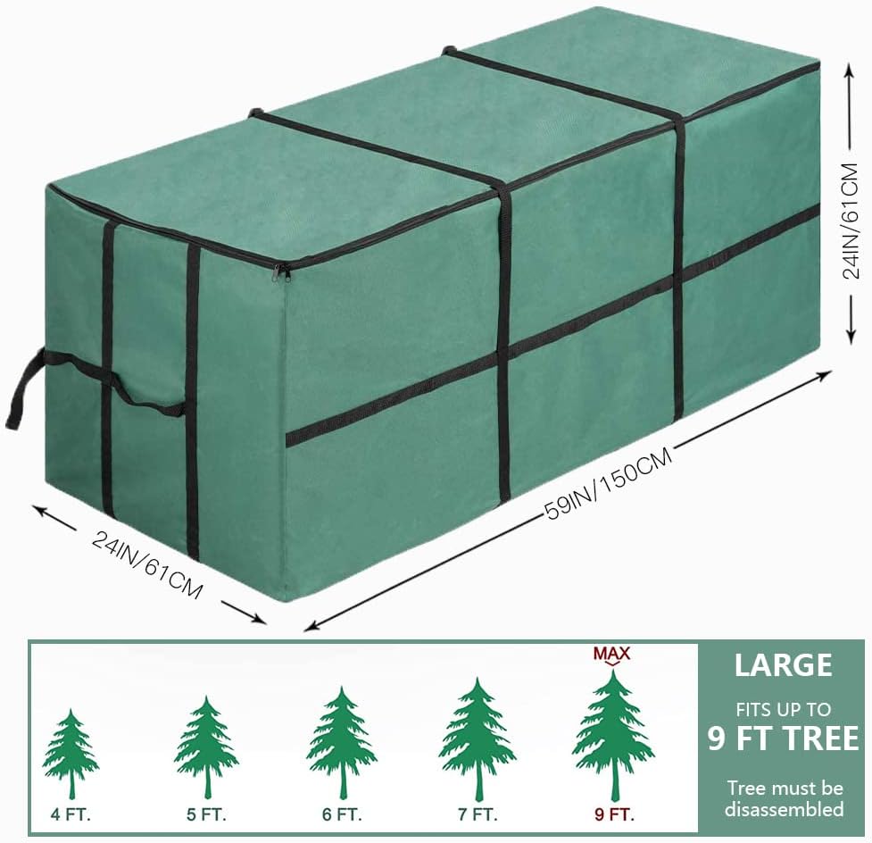 hogardeck Christmas Tree Storage Bag, Fits 9 FT Artificial Dissembled Tree, Large Christmas Tree Storage Box Heavy Duty Xmas Storage Container