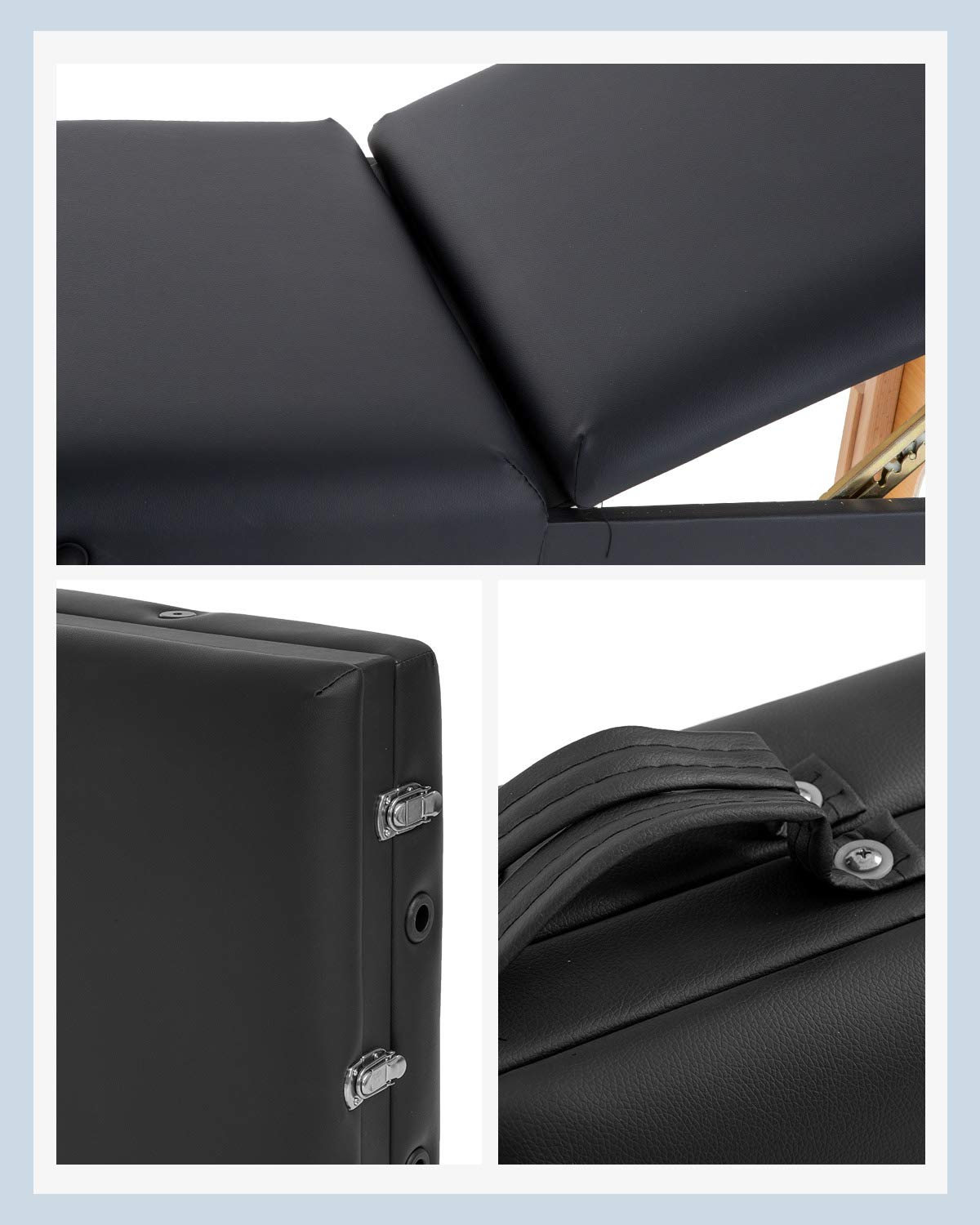 Massage Table Portable 84 inch Massage Bed Spa Bed 3 Fold Facial Table Esthetician table Salon SPA Bed Height Adjustable With Carry Case (Black) : Beauty & Personal Care