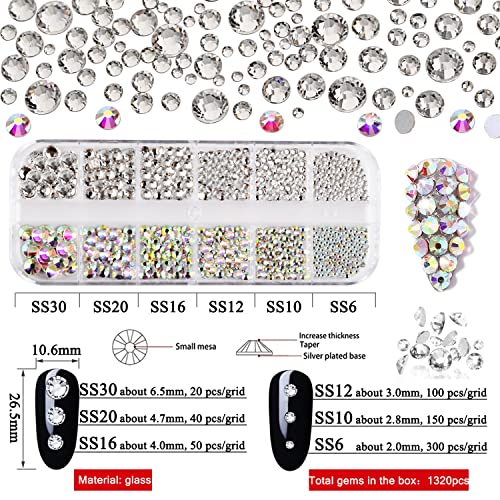 Kikonoke 3400Pcs Half Round Flatback Pearls Beads And K9 Glass Clear Ab Crystals Nail Rhinestones With Tweezer And Pickup Pencil For Nail Art Craft Making (Mermaid) #TOP2