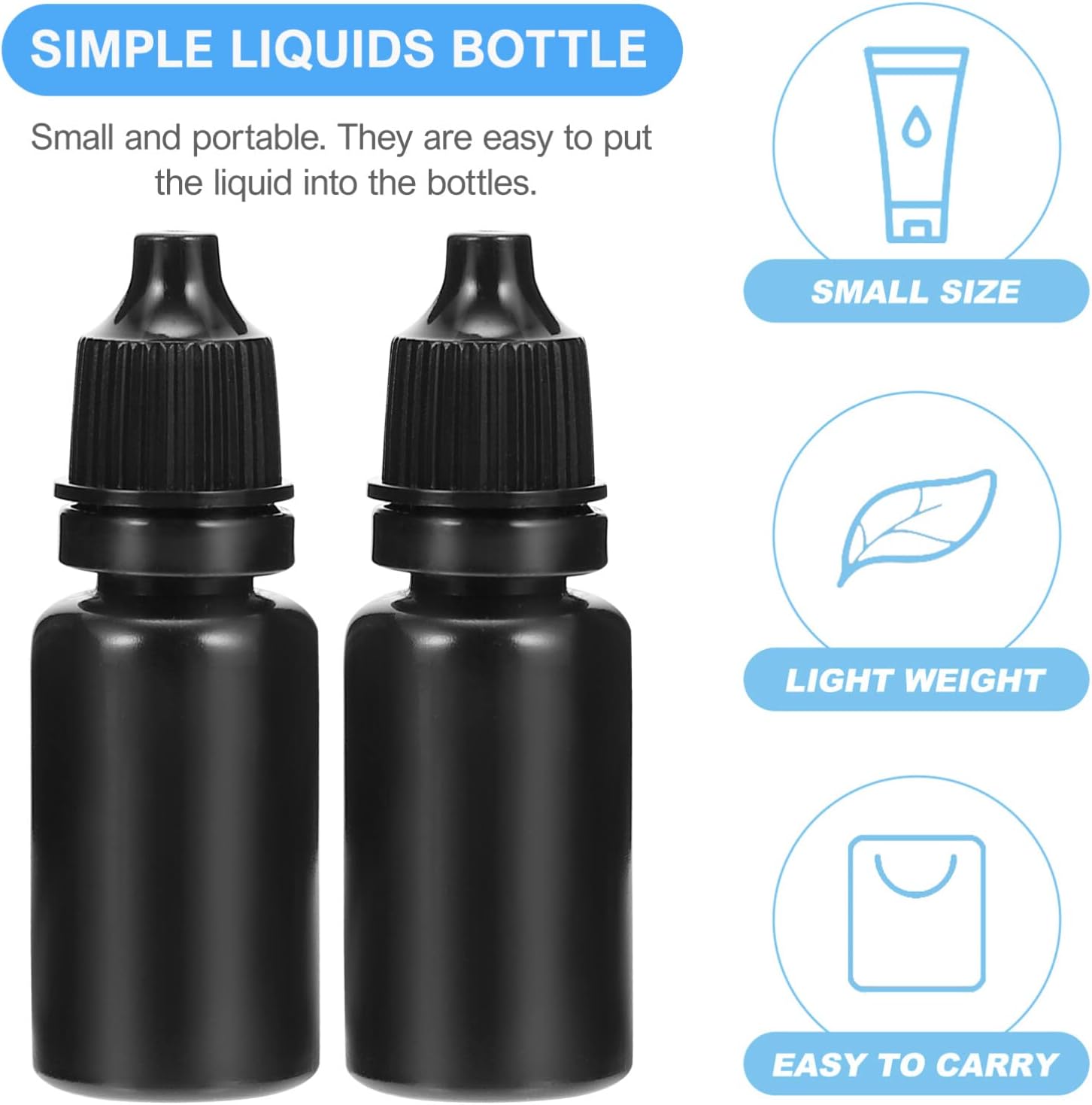 SOLUSTRE 50Pcs 10ml Squeezable Dropper Bottles Empty Essential Oil Squeeze Bottle Refillable Containers Eye Liquid Dropper Bottles with Caps