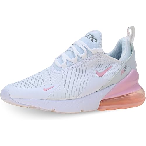 Nike Air Max 270 Big Kids' Shoes (943345-122, White/Light Smoke Grey/Pink Foam)