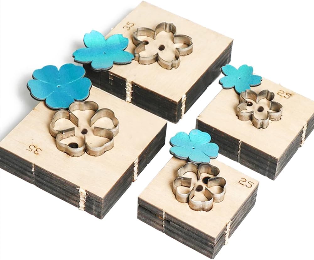 Arokimi Leather Cutting Die,4 Pcs Flower Shape Leather Die Cutter Tool,Cutting Mold for DIY Leather Crafts, Metal