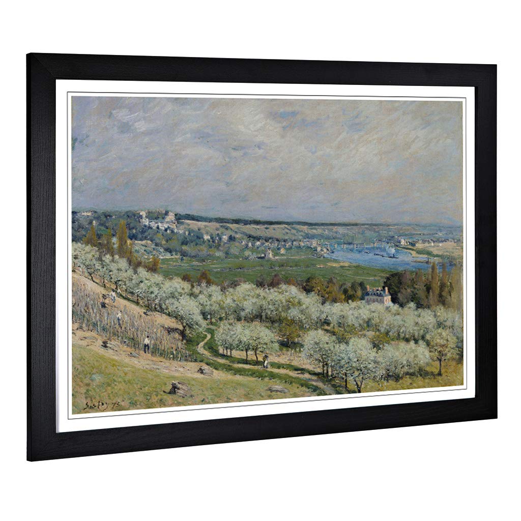 Big Box Art Framed Print of Alfred Sisley Terrace at Saint Germaine Design | Wall Art Picture | Home Decor for Kitchen, Living Room, Bedroom, Hallway, Black, A2 / 24.5x18 Inch / 62x45cm