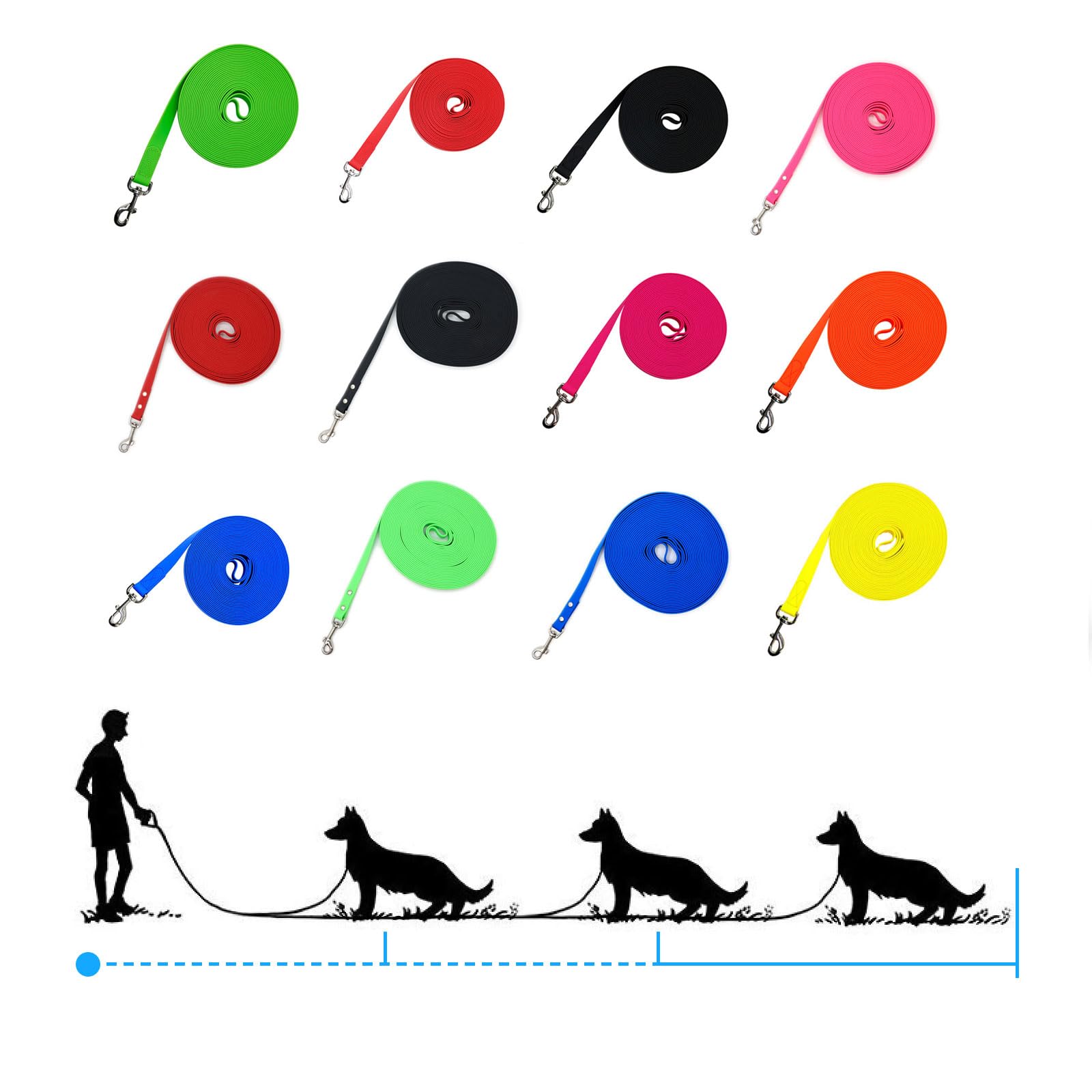 PVC Hundeleine für Training, Gehleine für große, mittelgroße und kleine Hunde beim Gehen, Robustes Seilzubehör, wasserdichte PVC Hundeleine